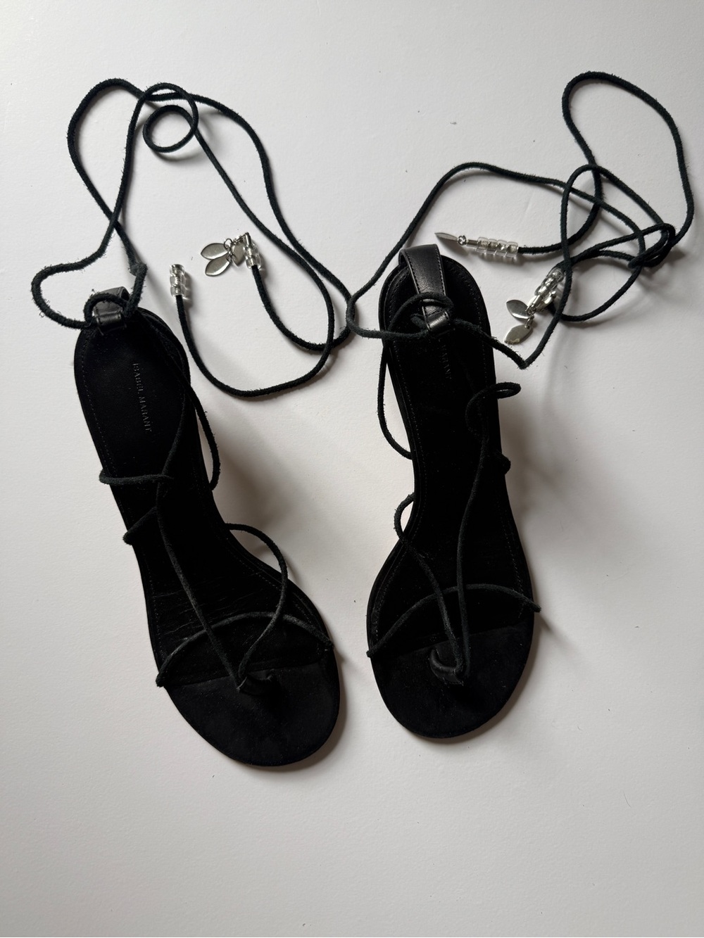 Isabel Marant Black Lace-Up Heeled Sandals